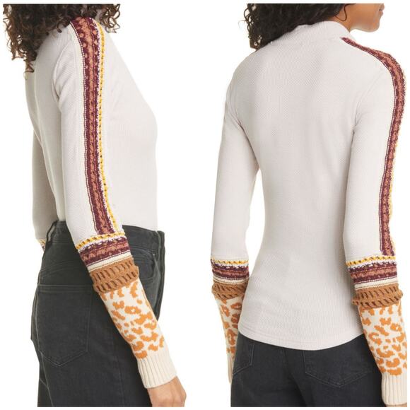 Free People | Women | Switch It Up Crochet Waffle Knit Mock Neck Top | Small - Picture 11 of 15